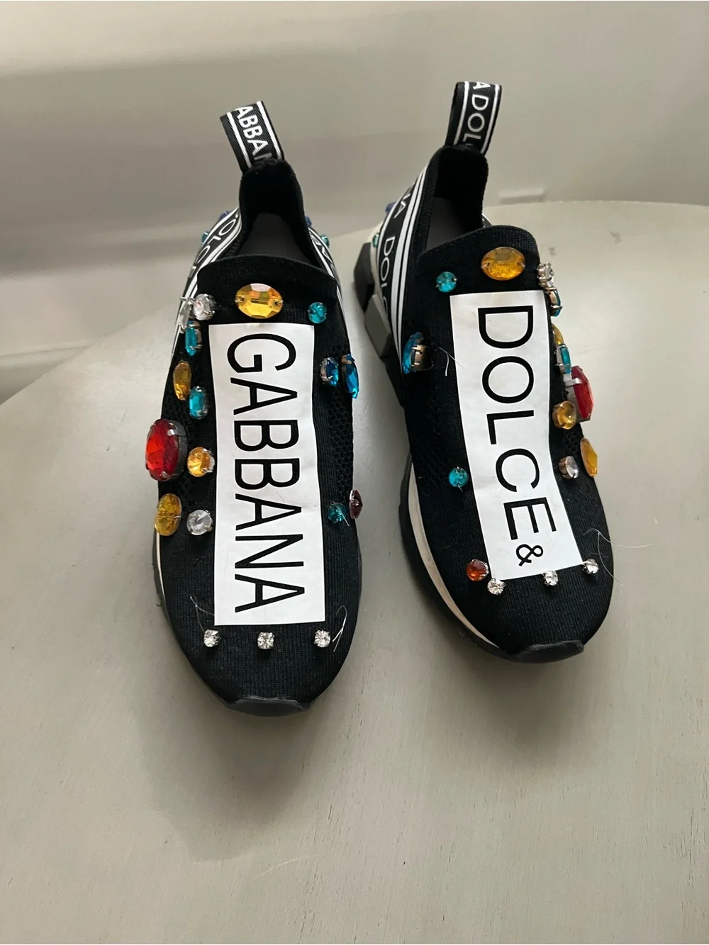 Dolce & Gabbana Black and White Ankle Boots